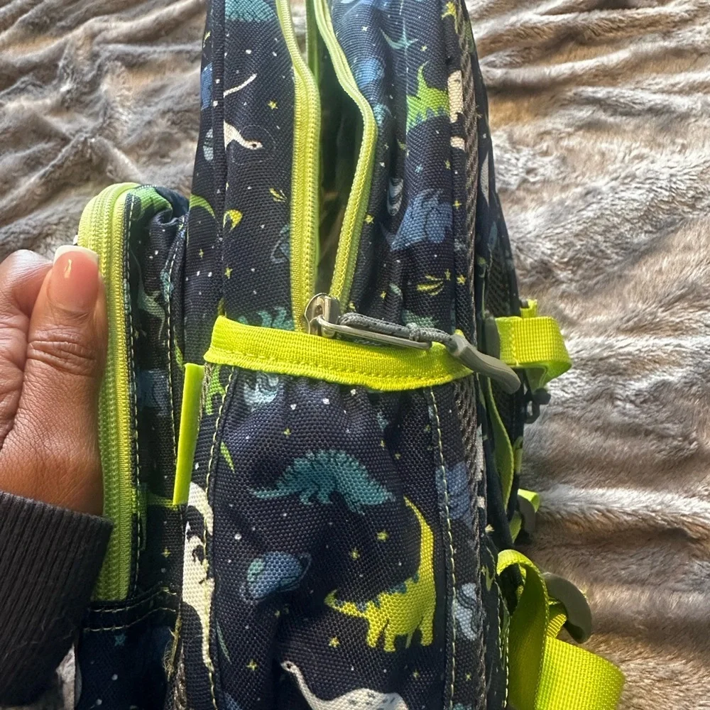 Dinosaur Print Kids Backpack - Blue and Green
